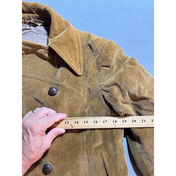 Europe Craft Corduroy Jacket Adult 38 Double Button Beige Long Sleeve Coat Mens - Picture 10 of 12
